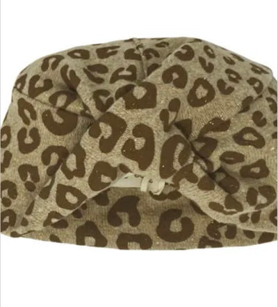 Bonnet Turban Maille Lurex Léopard | Beige ZHOE & TOBIAH