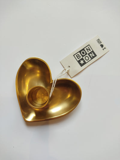 Bougeoir coeur laiton - Bonton