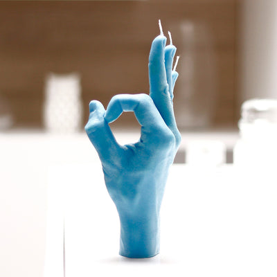 Bougie main OK bleue CandleHand