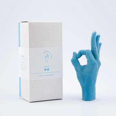 Bougie main OK bleue CandleHand