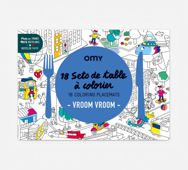 Sets de table à colorier Vroom vroom - Omy